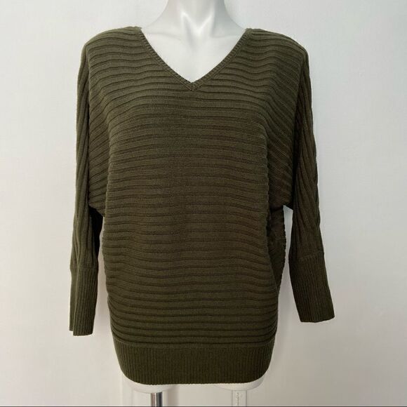 Soho V Neck and Back Ribbed Sweater - Picture 1 of 6